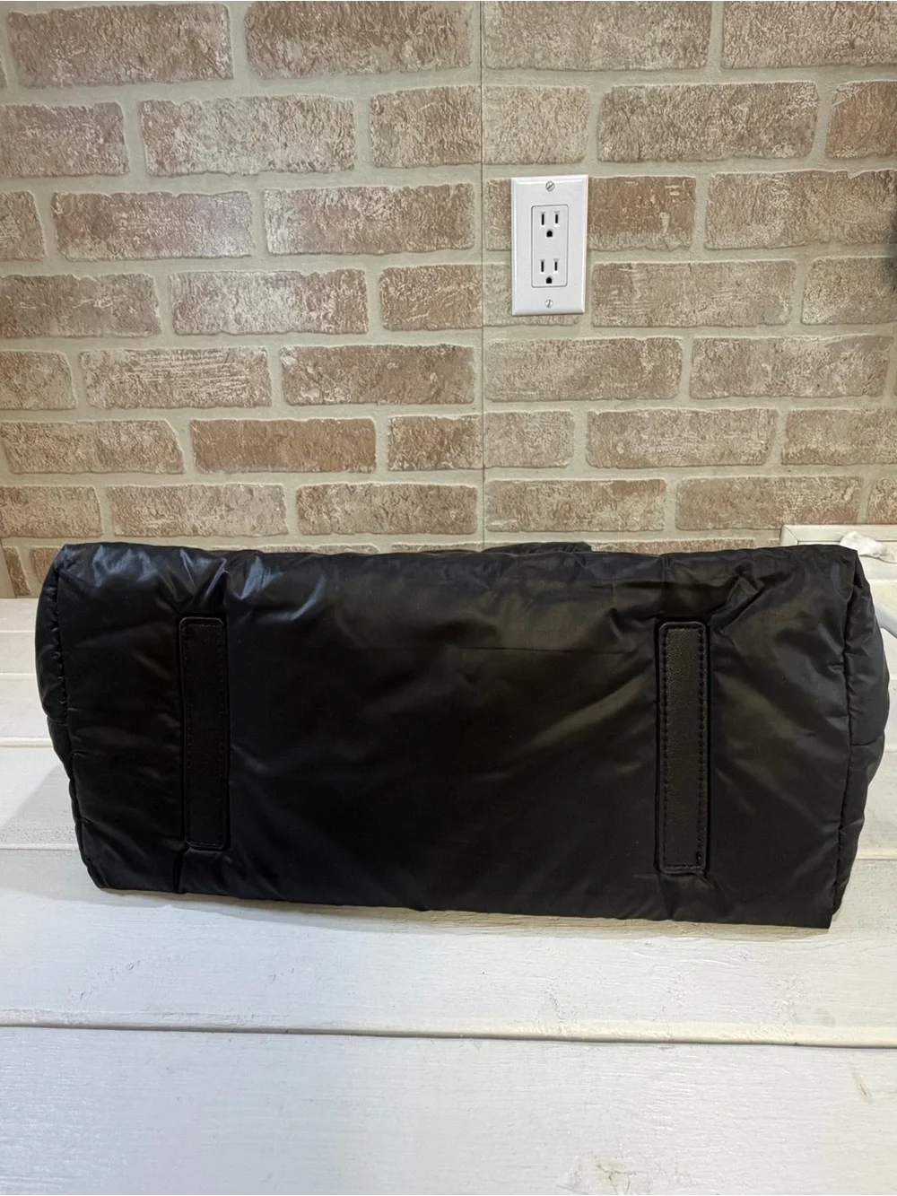 7AM Enfant Black Packable Quilted Puffer Tote Bag Travel Weekender Gym Carry On